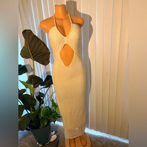 Fashion Nova Cream Backless Dress
